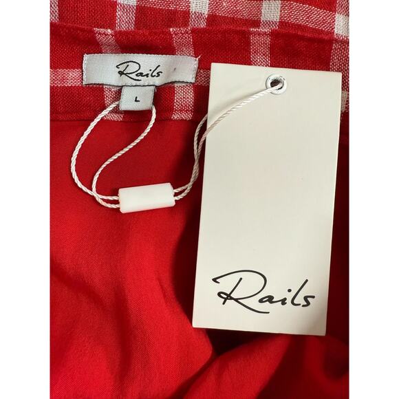 NEW Rails Lizzy Linen Blend Ruffle Hem Wrap Skirt Womens Size Large Plaid Red - Picture 10 of 12